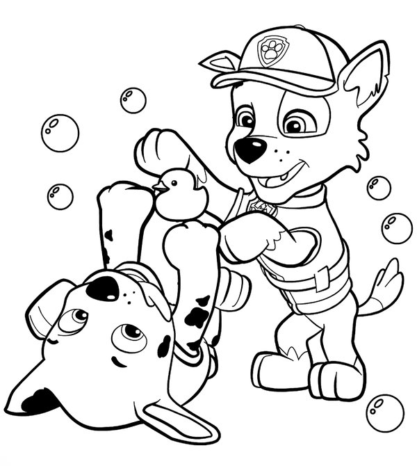 Coloring Page Paw Patrol Rocky & Marshall