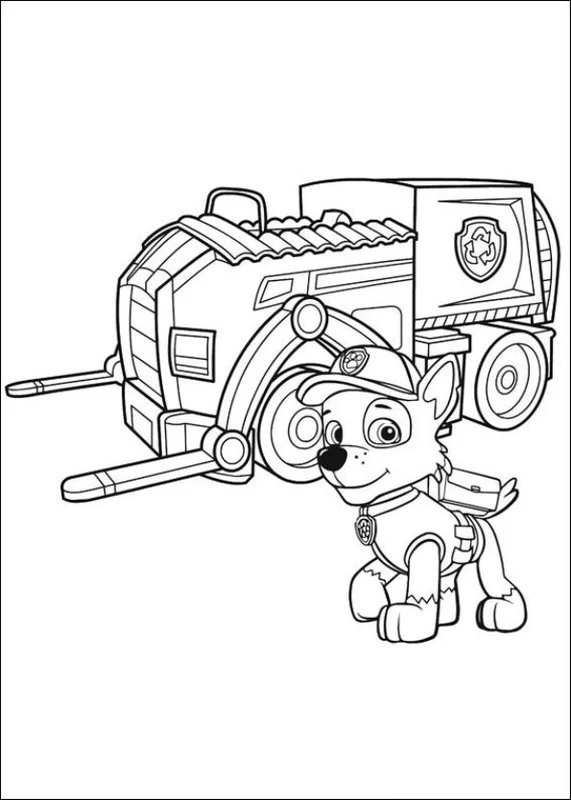 Coloring Page Paw Patrol Rocky & Recycling Truck