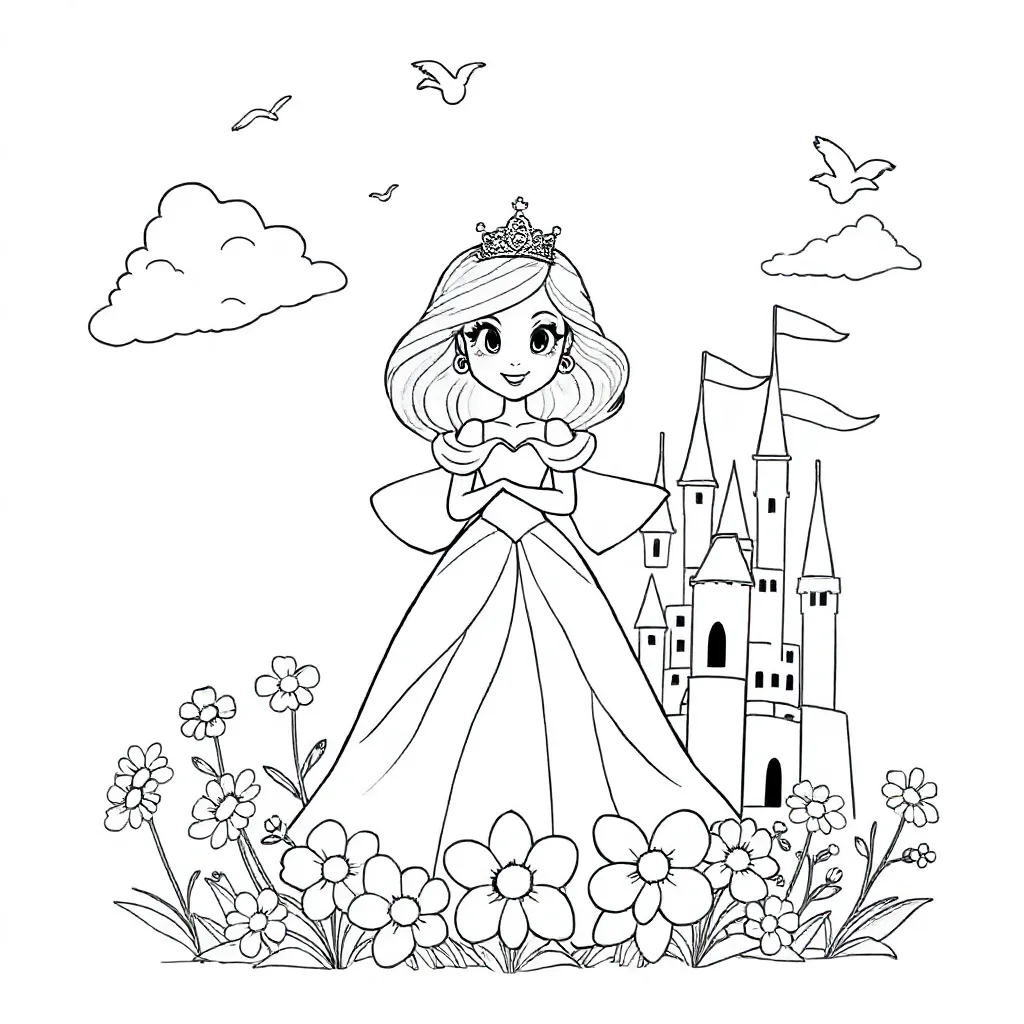 Prinses coloring page for children