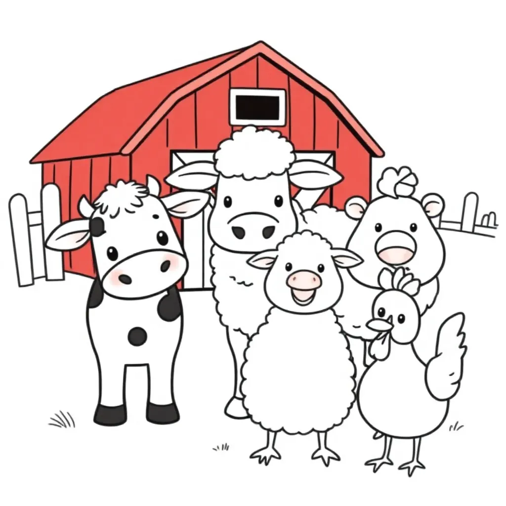 Boerderijdieren coloring page for children