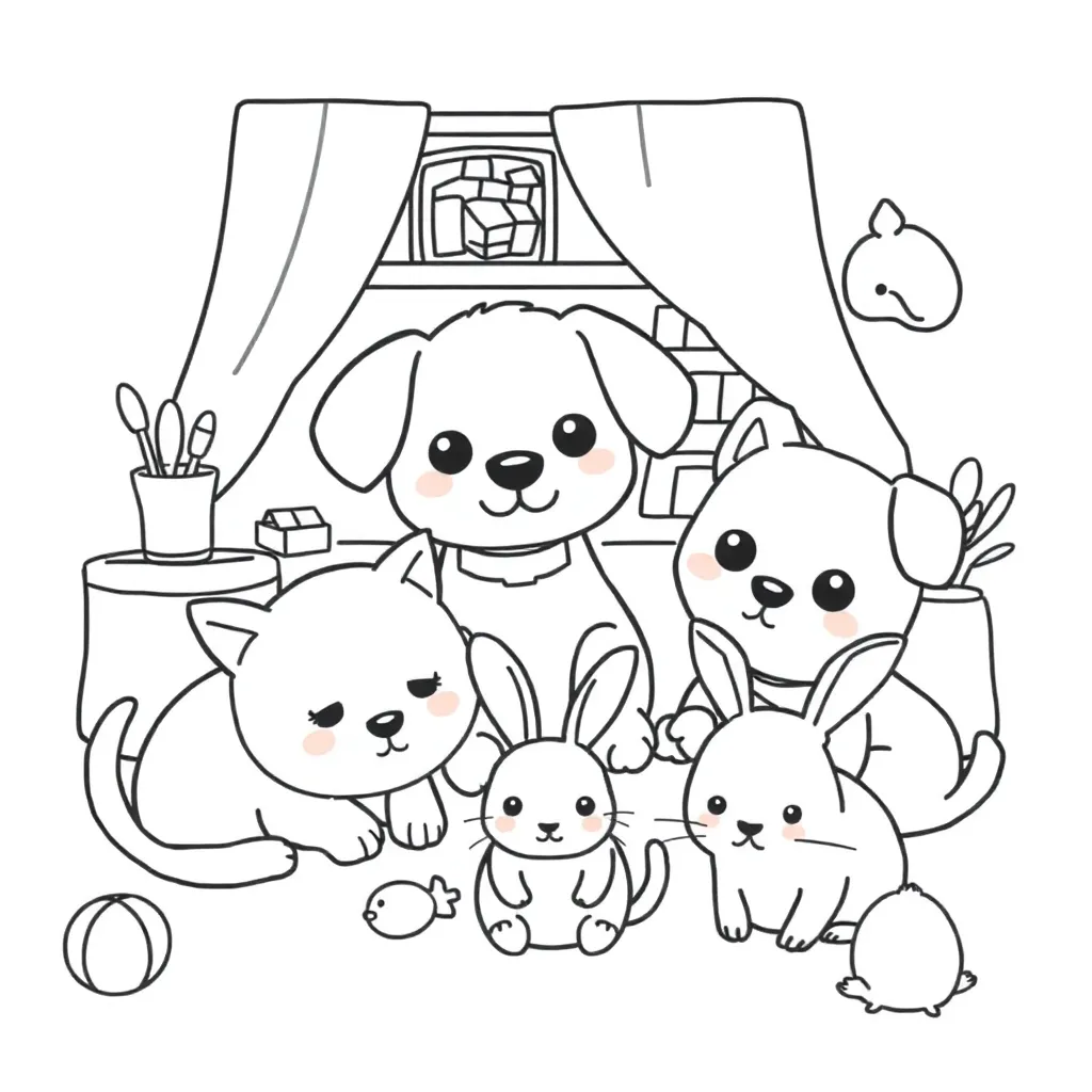 Feuille de coloriage gratuite Animaux de compagnie Feuille de coloriage pour enfants