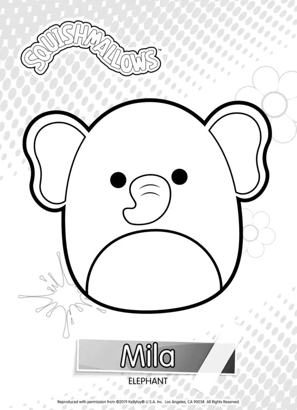 Coloring Page Squishmallows Mila Elephant