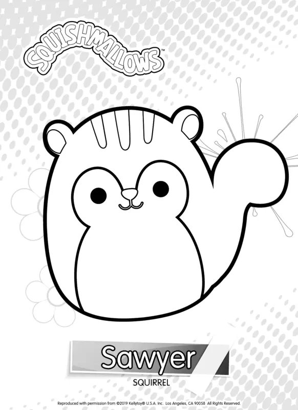 Coloring Page Squishmallows Sawyer Squirrel
