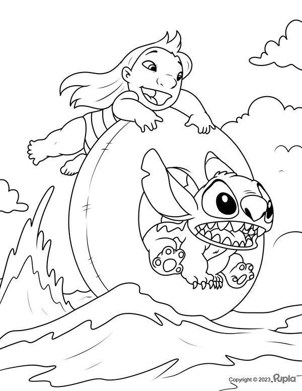 Lilo & Stitch Coloring Page: Underwater Adventure