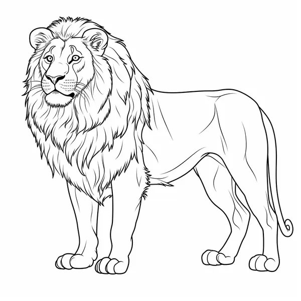 Coloring Page Fier Lion Standing