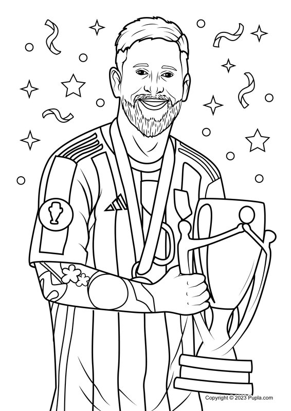 Coloring Page Lionel Messi Ten A Cup