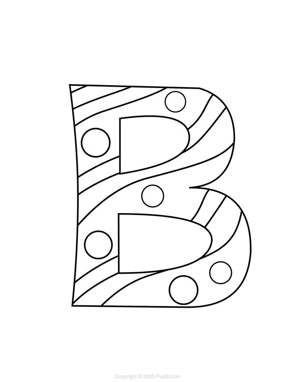 Coloring Page Letter B with Circles and Lines