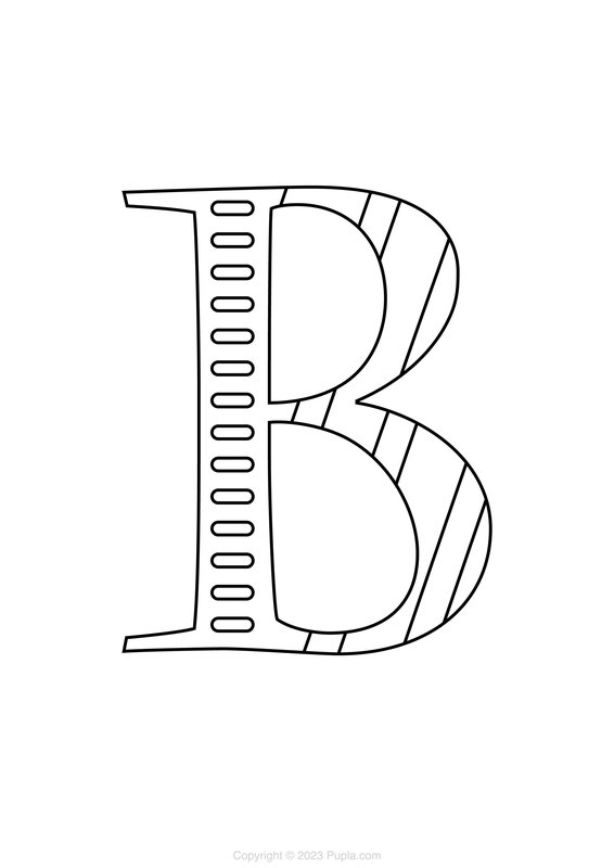 Coloring Page Letter B with Lines