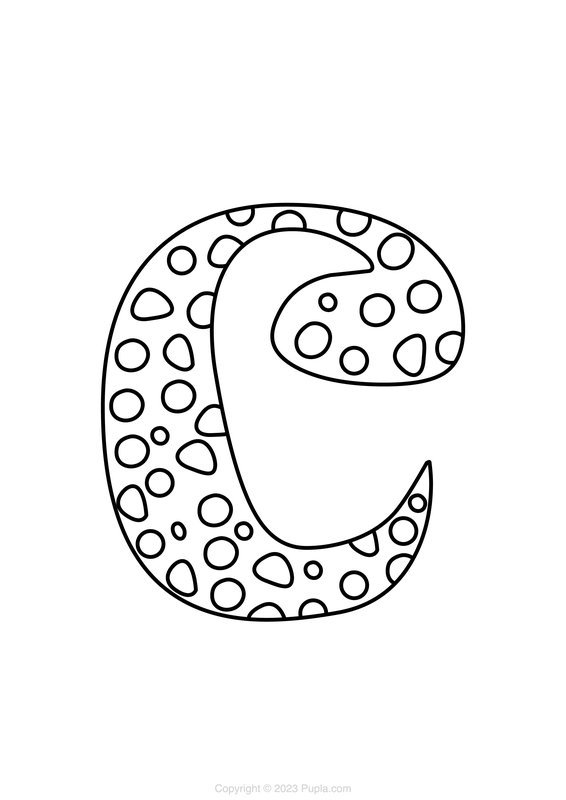 Coloring Page Letter C with Pebbles