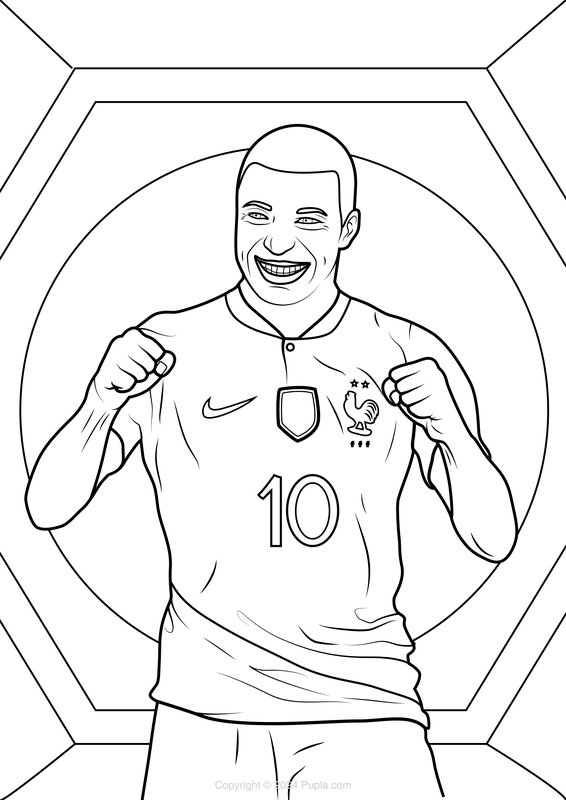 Coloring Page Mbappe France Celebrates