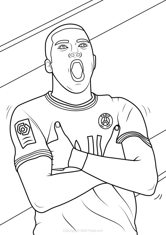 Coloring page Mbappe cry