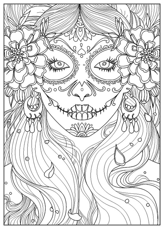 Adult Day of the Dead Coloring Page