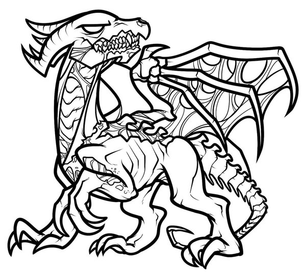 Coloring Page Minecraft Black Dragon