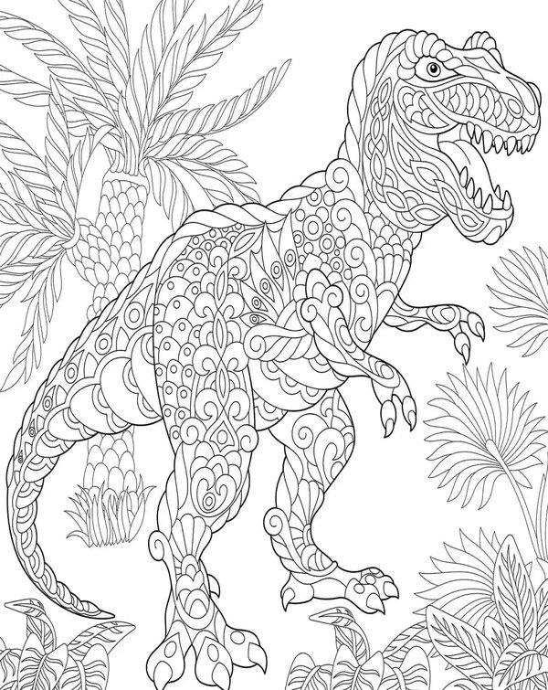 Detailed Dinosaur T-Rex Coloring Page