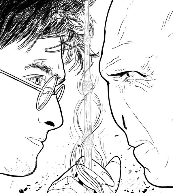 Coloring Page Harry Potter and Voldemort