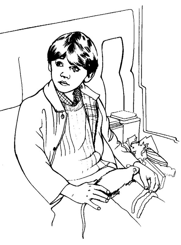 Harry Potter Ron Weasley im Zug coloring page for children