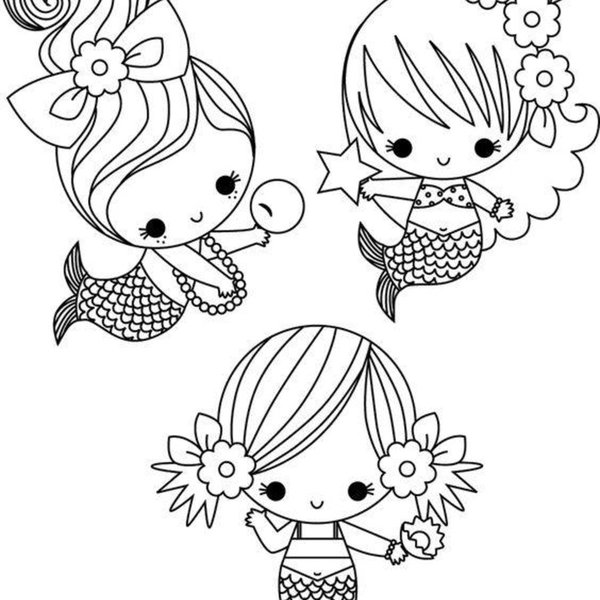 Coloring Page Three Little Mermaids