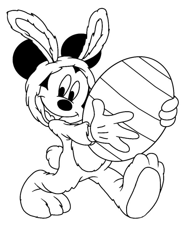 Coloring Page Mickey Mouse Carries Easter Egg