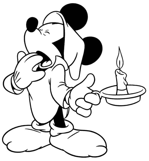 Coloring page Sleepy Mickey Mouse