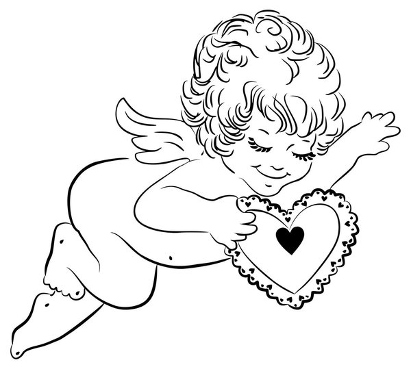 Coloring Page Cupid Halt Heart