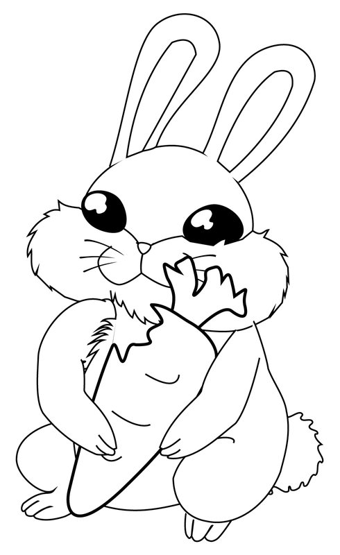 Coloring Page: Smaller Rabbit Holds Carrot