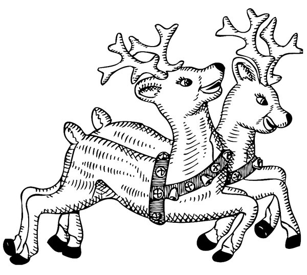 Weihnachten Zwei Rentiere coloring page for children