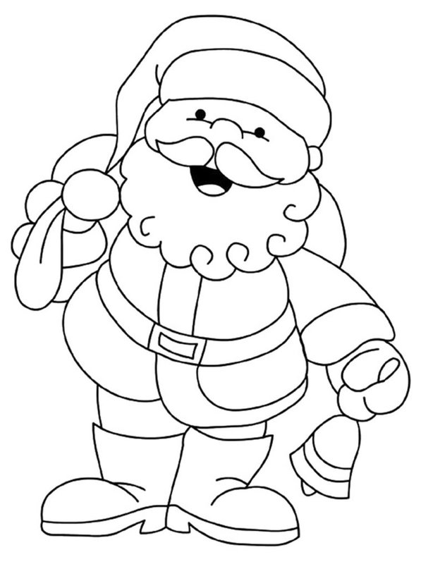 Christmas Santa Claus Coloring Page with Bell