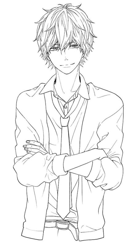 Coloring Page Anime Boy in Blazer