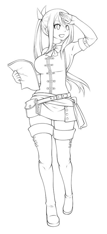 Anime Girl Coloring Page with High Boots