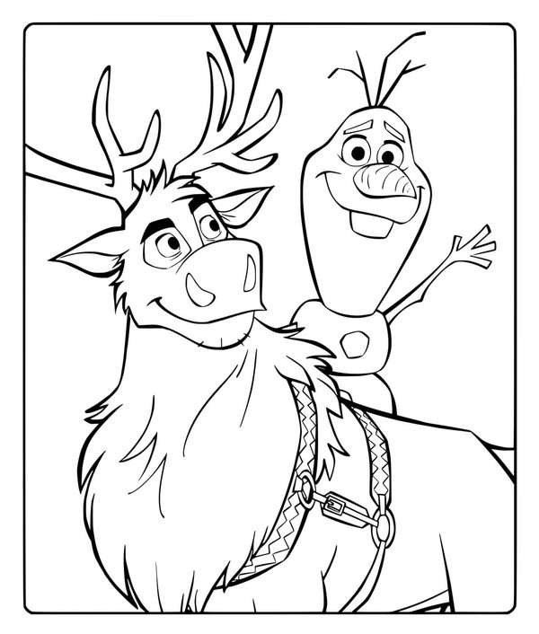 Coloring page Frozen Olaf Sven