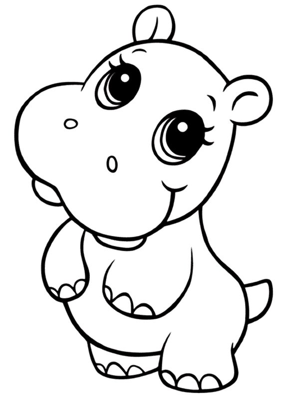 Coloring Page Cute Hippo