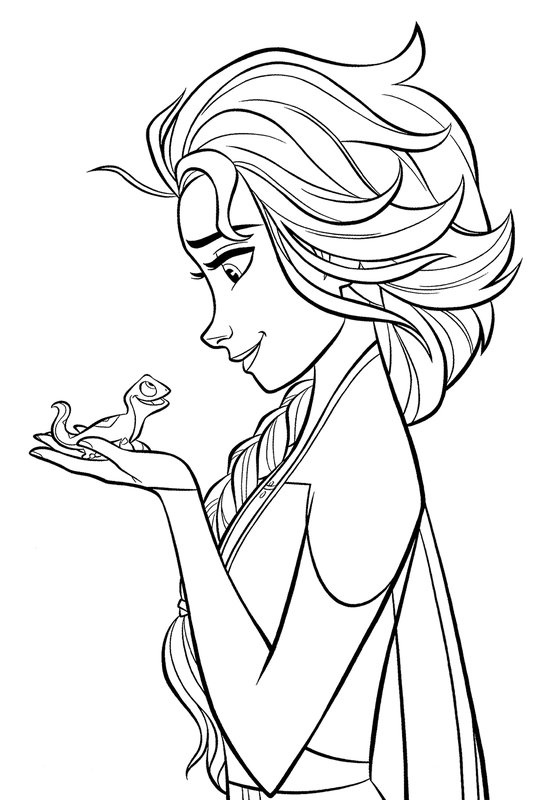 Coloring page Frozen Elsa and Bruni Smiling