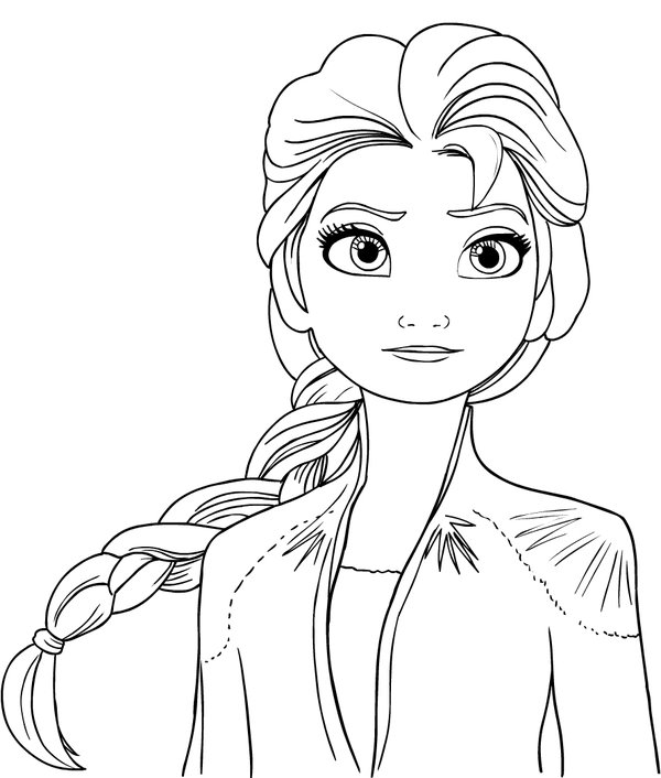 Plantilla de colorear Frozen Elsa con trenza