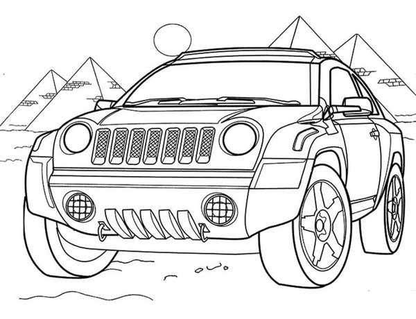 Autos Jeep In Der Wuste coloring page for children
