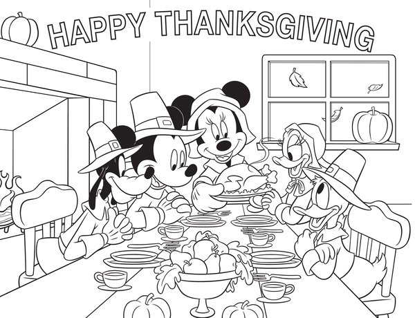 Frohes Thanksgiving Disney coloring page for children