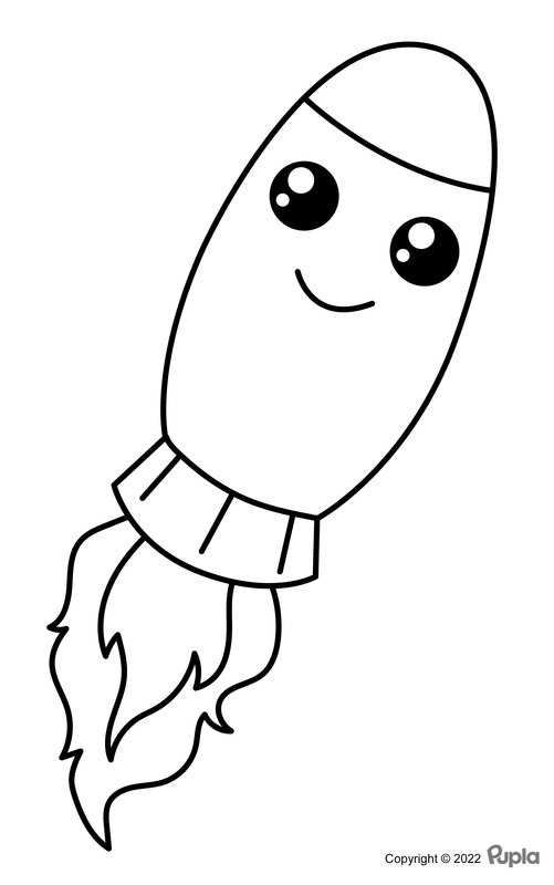 Kawaii Rocket Coloring Page - Cute and Easy