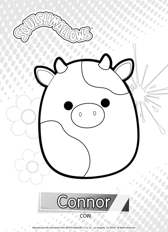 Coloring Page Squishmallows Connor the Cow