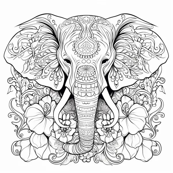 Mandala Elephant Head Coloring Page