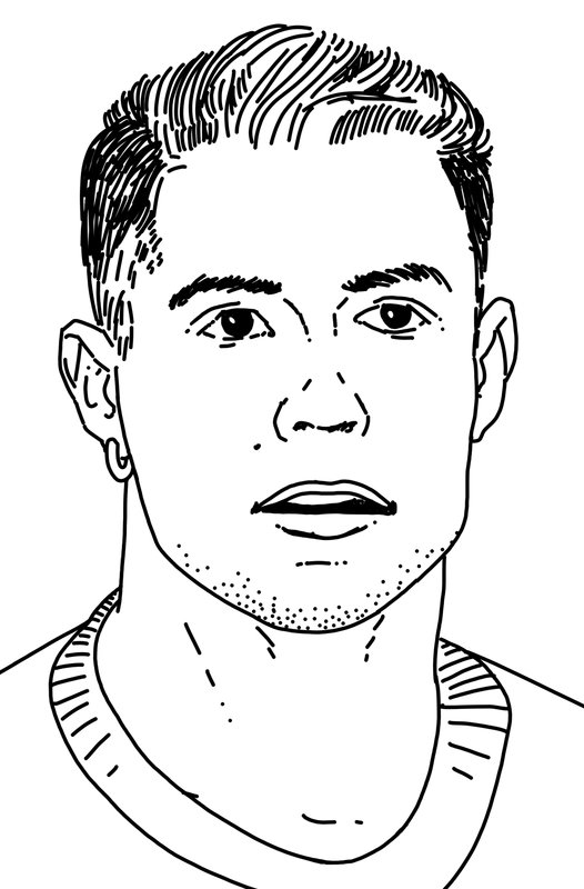 Coloring page Cristiano Ronaldo Head Jump