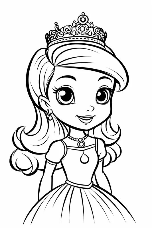 Coloring Page Beautiful Princess with Long Hair