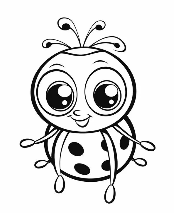 Coloring Page Very Cute Ladybug
