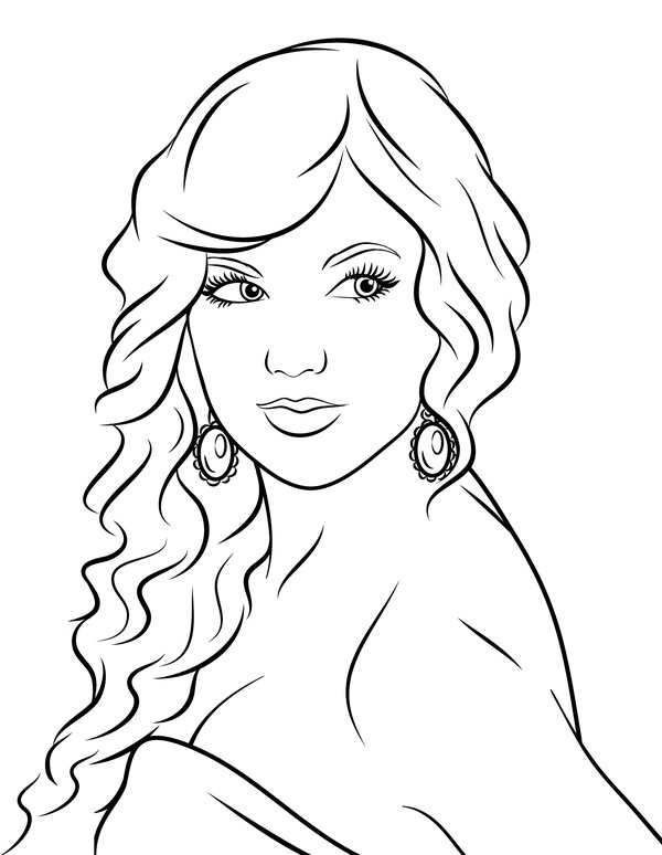 Taylor Swift coloring page poses for a photo