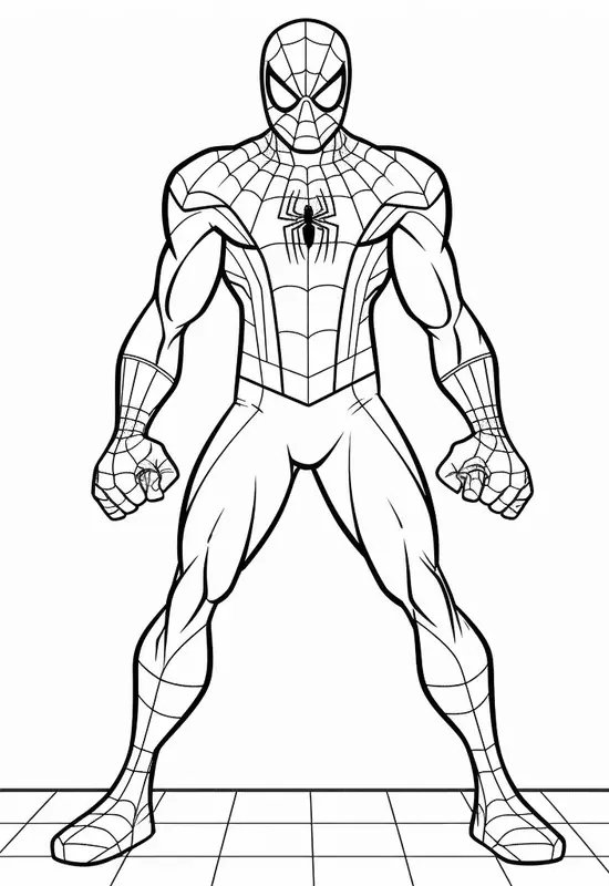 Coloring page Spiderman standing on the sidewalk