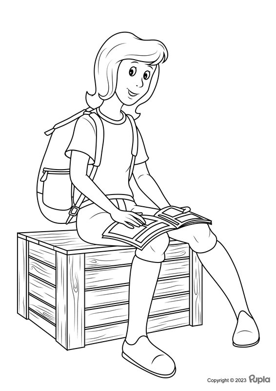 Tina Coloring Page Reading a Book