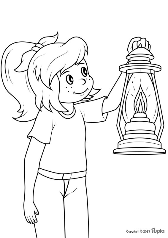 Coloring page Bibi holding a lantern