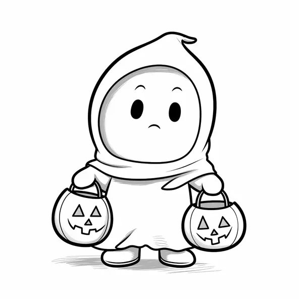 Coloring Page Toddler as a Ghost Costume