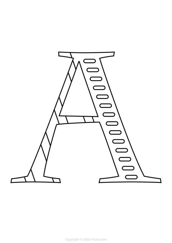 Coloring page Letter A with lines