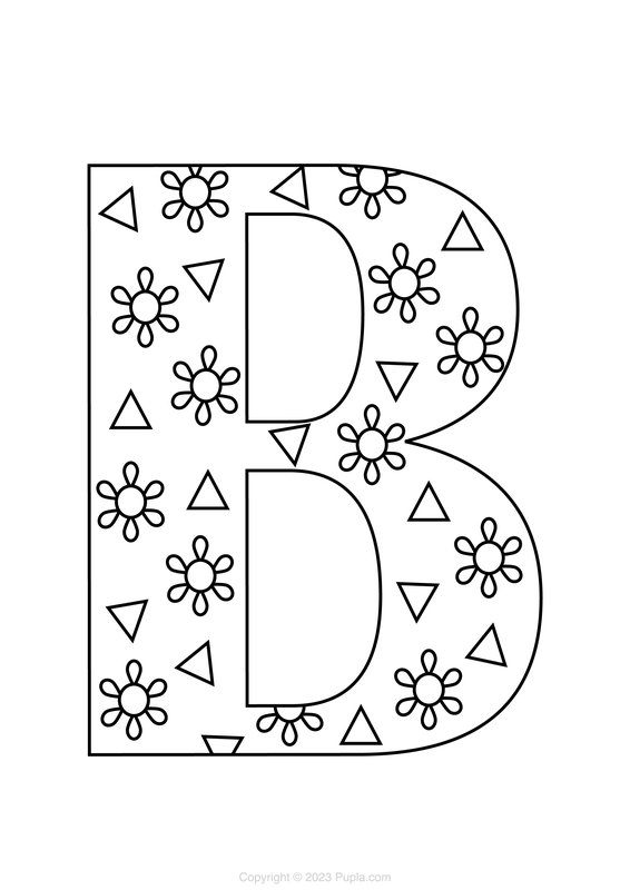 Coloring page Letter B with Flowers