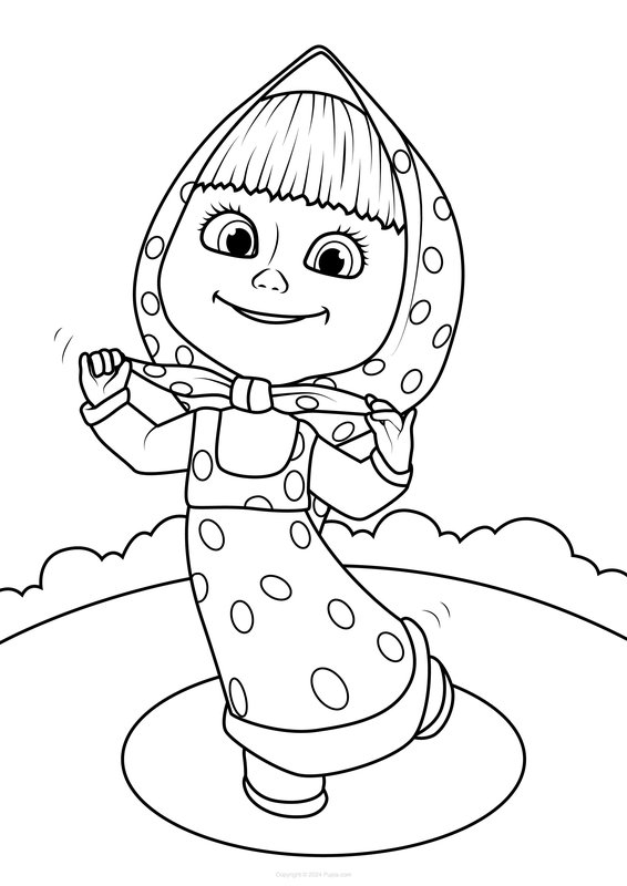 Masha coloring page looks beautiful