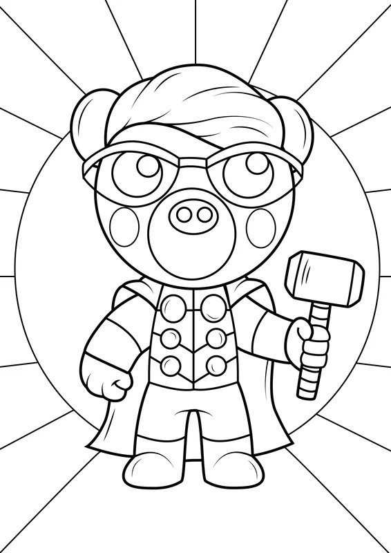 Roblox Character Coloring Page with Hammer
